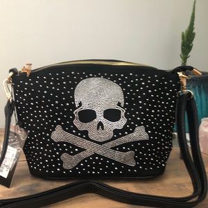 Diamond Bling Skull Crossbody Bag